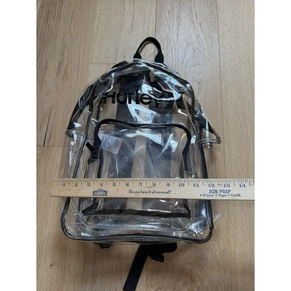 Hurley Transparent Day Backpack Unisex Clear Shoulder Strap School Bag Festival